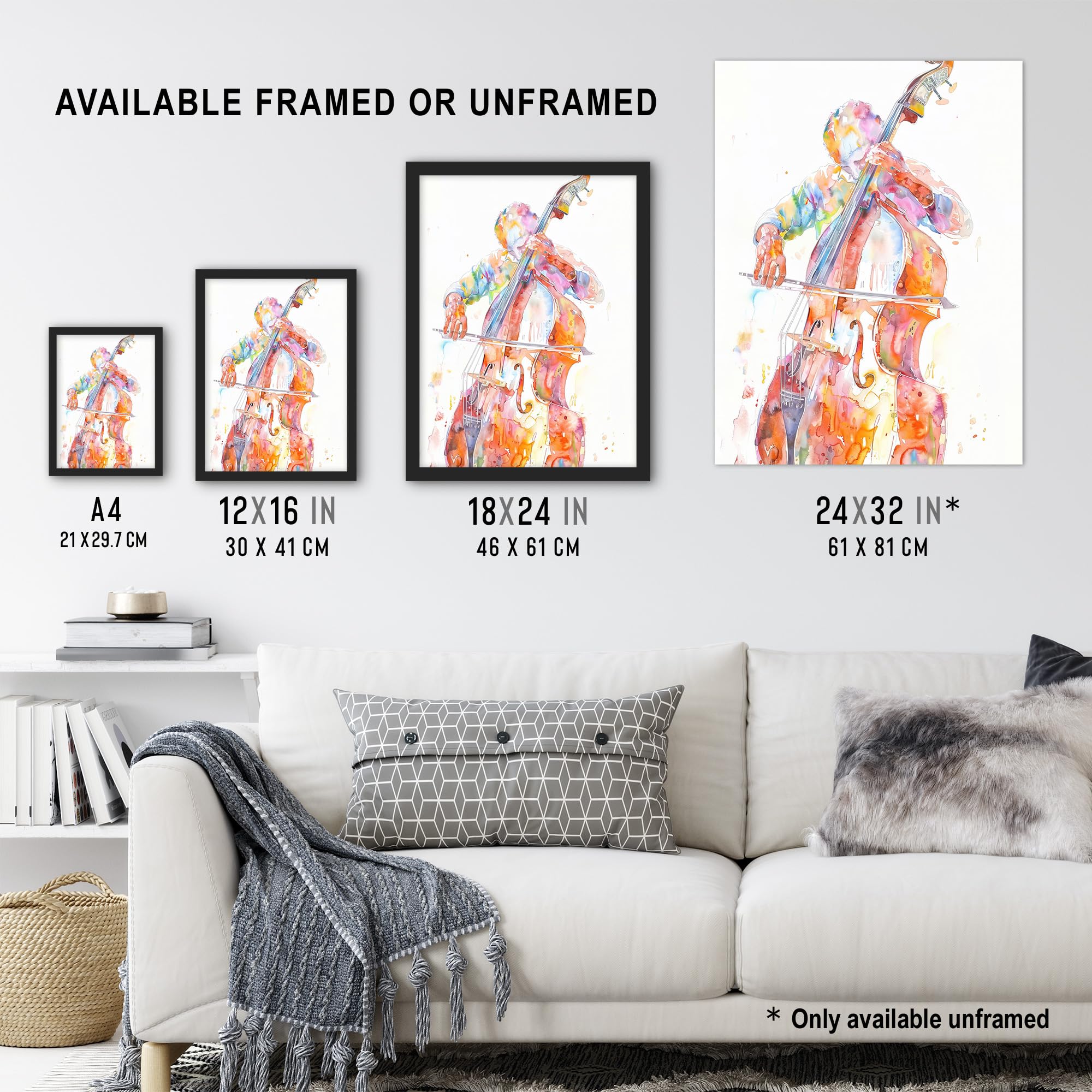 Amazon.com: Artery8 Cellist Colourful Modern Watercolour Cello